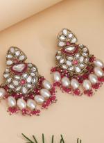   Festival Wear  Rani Color Kundan Earrings